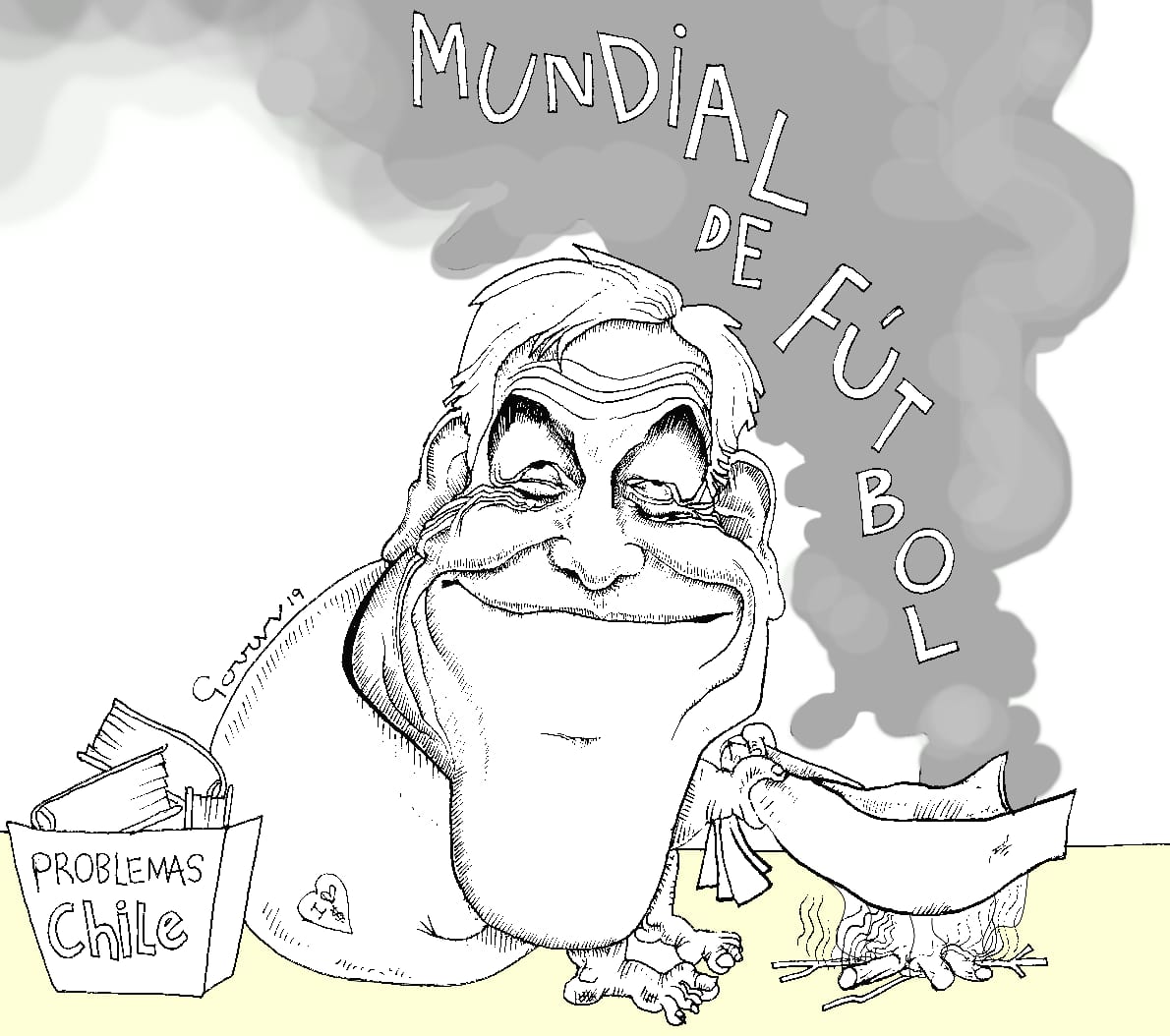 ChileTodayNews's tweet photo. #CTHumor: One of Chile's best caricaturists, @Govarpf has a view on the World Cup bid...⚽️ https://t.co/3FRMWWRwTC