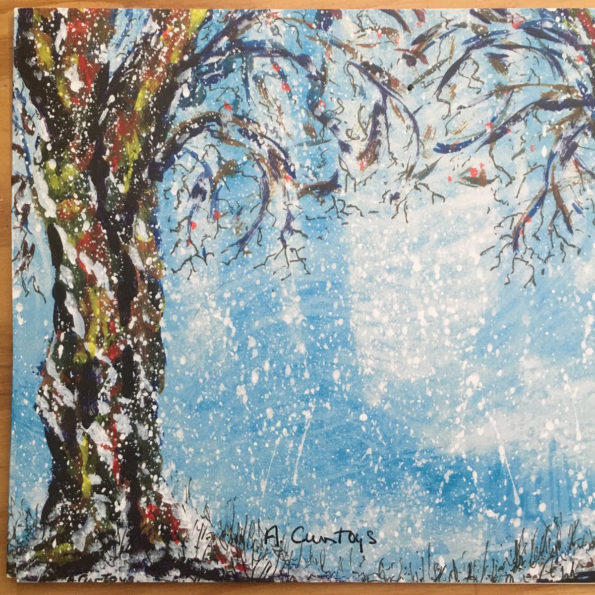 feltstudiomedia's tweet photo. #februaryblues Dreaming of a pleasant winter storm. Painting by Anne Boulden Curtoys #creativecousin #winterforest #snowstorm #winterblues https://t.co/Ihj0kITGeR