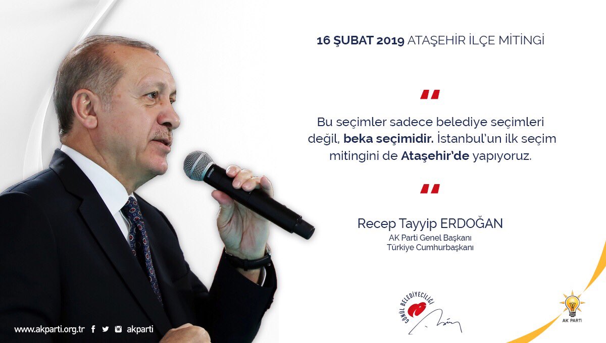 Akparti's tweet photo. "Bu seçimler sadece belediye seçimleri değil, beka seçimidir." https://t.co/Q2wC5qvKll https://t.co/ihnTBrsM6O