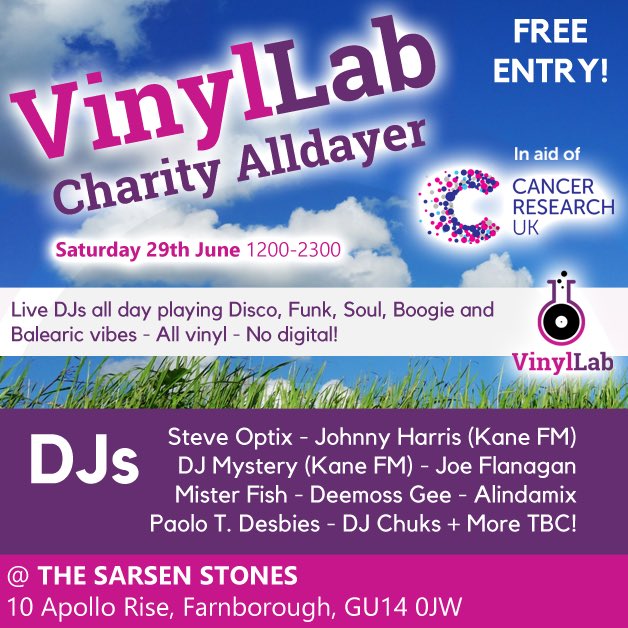 DJ_SteveOptix's tweet photo. A little event in aid of Cancer Research we’re putting on this June ☺️ https://t.co/Ctr95tOouh