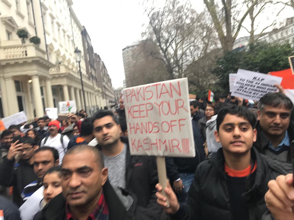 Protests outside Pakistani Embassy in London, UK. 
#PulwamaTerroristAttack #LondonagainstTerror #PakistaniTerrorism