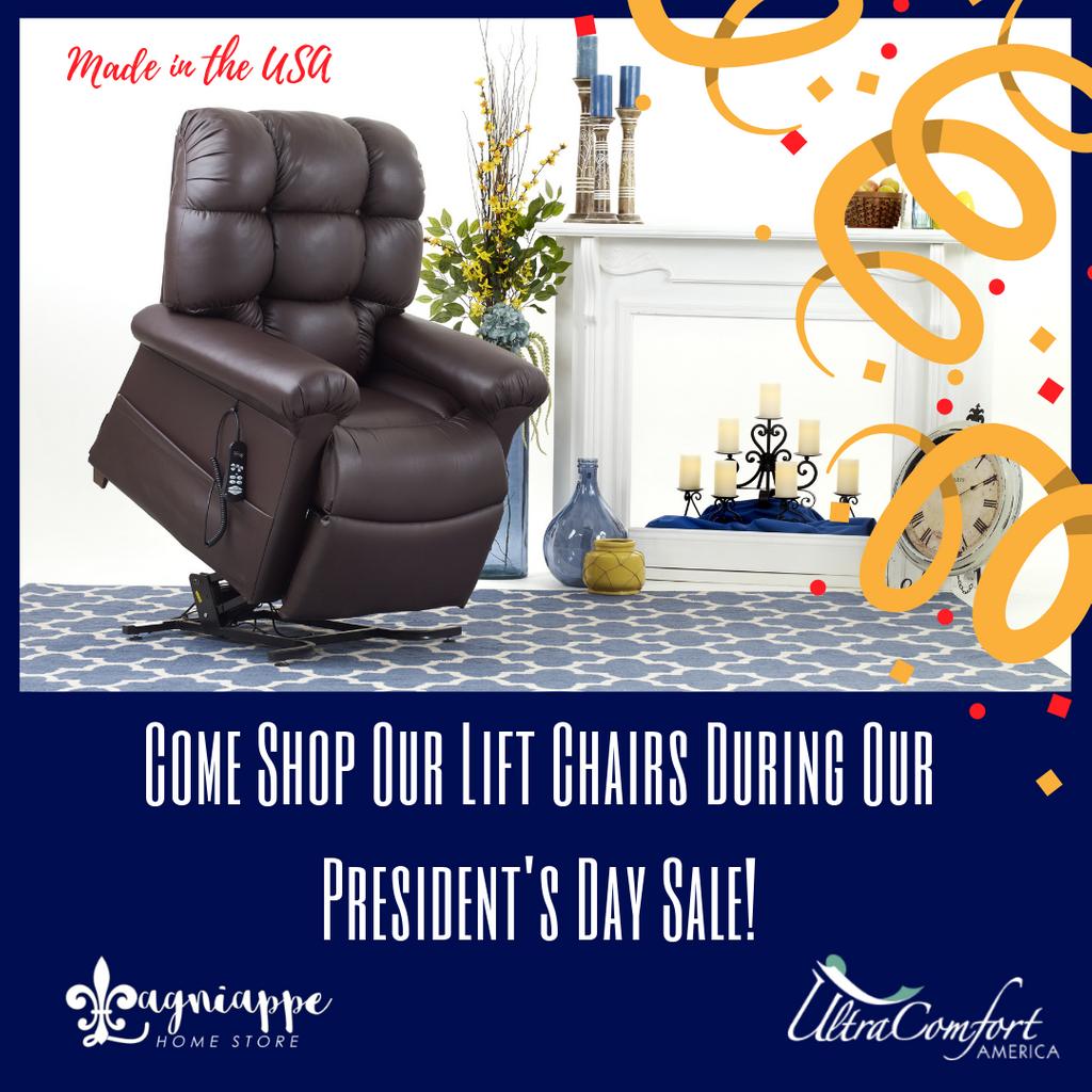We proudly carry UltraComfort America lift chairs. Made right here in the USA and an array of fabrics to choose from. Come by our Mobile and Daphne showrooms during our President's Day Sale going on now & SAVE!! 
#UltraComfort #LiftChairs #Comfort #MadeInTheUSA #Mobile #Daphne