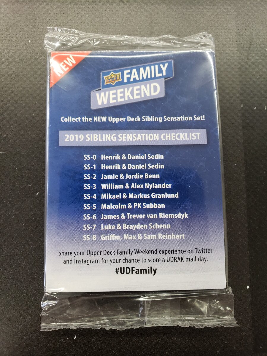 RbiCru7's tweet photo. Come on out today for #UDFamilyWeekend w/minimum purchase of $25 on any 2018-19 @UpperDeckHockey product you score a free Upper Deck Sibling Sensation set + free entry to win @RThomas_27 @JordanKyrou signed pucks @Ballcardxchange @SportsCardJunct @CardDirect #SupportYourLCS https://t.co/ZsSMOsE6yj