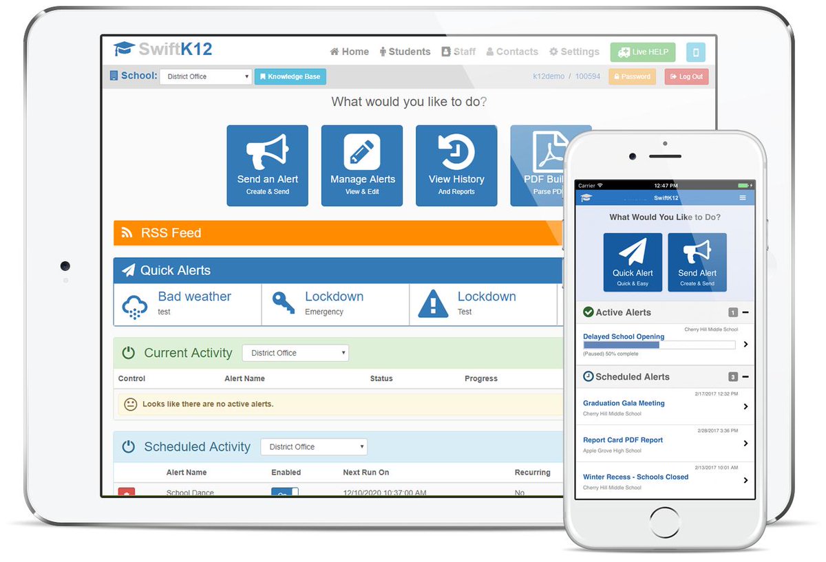 Swiftreach's tweet photo. In today’s world, we know how important it is for #K12 schools to have a fast and reliable method for contacting parents, staff and #students - discover SwiftK12: https://t.co/rxkfqfQLXU
#edtech #edchat https://t.co/PsTpTzIijp