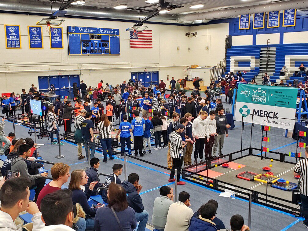 WidenerUniv's tweet image. Ready, set, #VEX 🤖! Welcome to the students, teams &amp;amp; spectators on campus today competing in the @VEXRobotics competitions, hosted by #WidenerEngineering. Good luck to all of the participants!