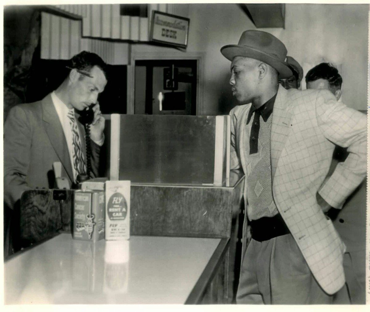 May 24, 1951: Minneapolis Millers CF Willie Mays buys a one-way, United Airlines ticket to New York City. The Giants have just recalled the 20-year old star and he will make his #MLB debut in Philadelphia the following evening.

Eppley Airfield
Omaha, Nebraska
<a href="/OTBaseballPhoto/">Old-Time Baseball Photos</a>