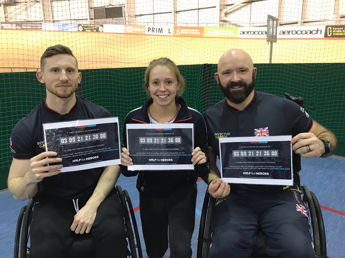 H4HWales's tweet photo. Thanks @sgfitnessteam @RBLI @WeAreInvictus #TeamUK & the #CommunityRecovery Wales team for sharing @HelpforHeroes #StigmaClock to #CutTheClock on mental health stigma at @H4H_SR taster hub @NewportLiveUK velodrome https://t.co/Y4RF0KNXBX