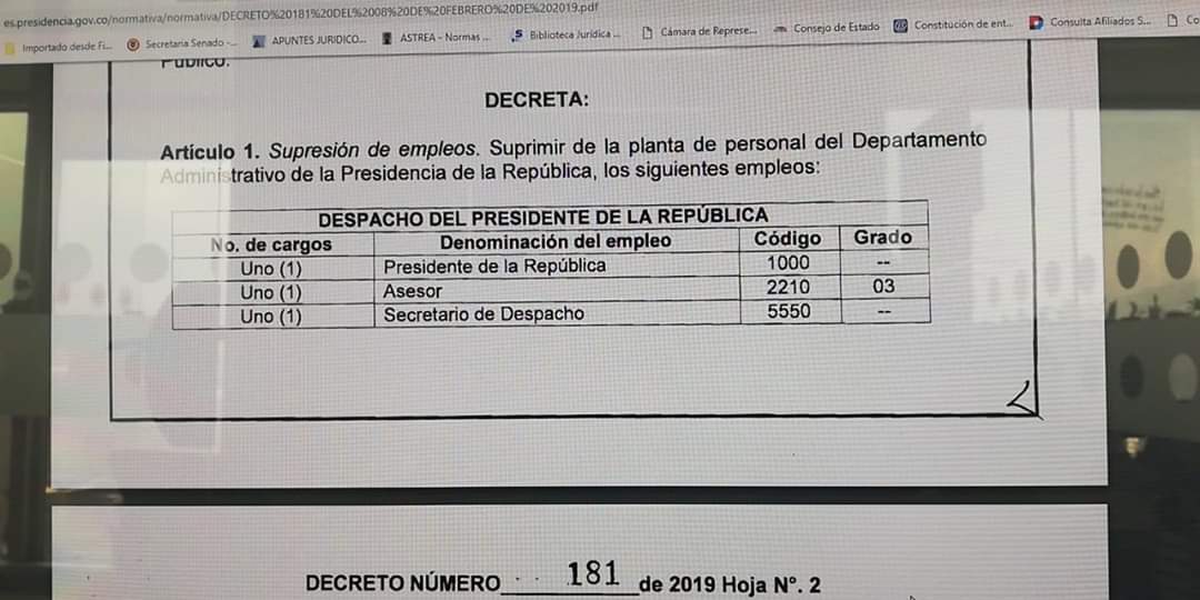 luisfmarinf's tweet photo. Nos quedamos sin Presidente en Colombia, le suprimieron el cargo https://t.co/wNDwcsau6f