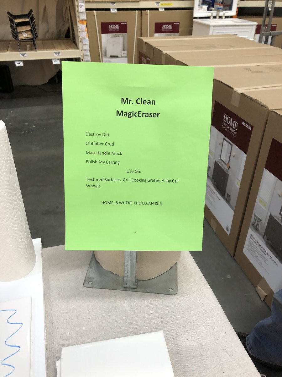 lifeline68's tweet photo. The Modern Day Mr. Clean doing a demo on the Magic Erasers only at your East Sandy Home Depot. @AmandaBaxter85 @kp20mu @Alvarez2Joe @BrendanNixon7 #fabulous4421 #cleanitwithease https://t.co/OQeoM1NMTg