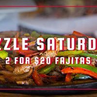 Sizzling Saturday means the best day for deals! 

✣ 2 For $20 Fajitas
✣ Domestics Only $2.50
✣ Imports Only $4.00
✣ Wine Only $3
✣ Fruit 'Ritas &amp; Swirls Only $5
✣ Wells Only $3

Info -
buff.ly/2NXAcFH