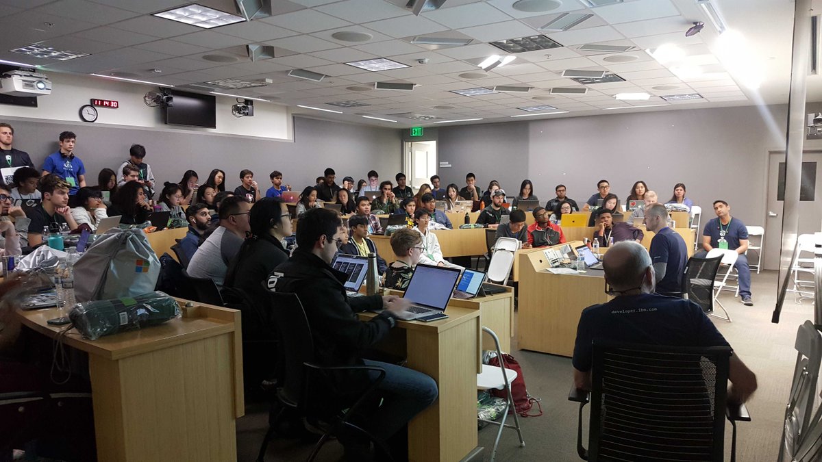 codemeetupsf's tweet photo. Full house last night at IBM Developer's workshop at Stanford Treehacks! The students got a crash course on how to "Quickly Build Your Apps with Watson and Serverless." So inspiring to see so many students who came to learn 11 PM on a Friday night!
#TreeHacks2019 #IBMDeveloperSF https://t.co/6tkJjHmPtx