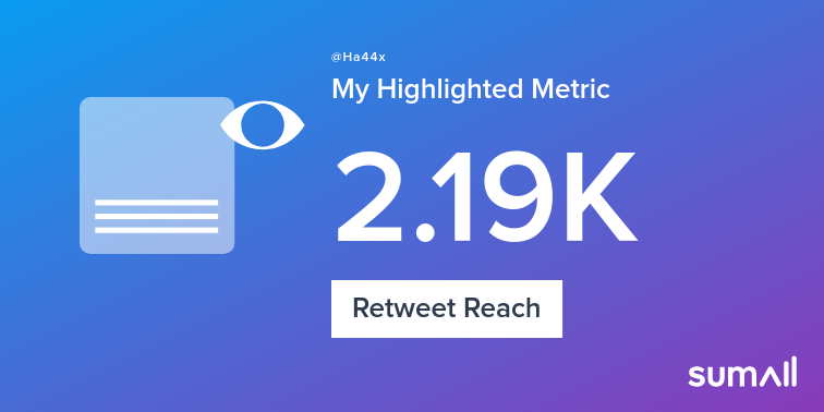 Ha44x's tweet photo. My week on Twitter 🎉: 1 Retweet, 2.19K Retweet Reach. See yours with https://t.co/vwWXkzZjwZ https://t.co/I9dYMYINO4