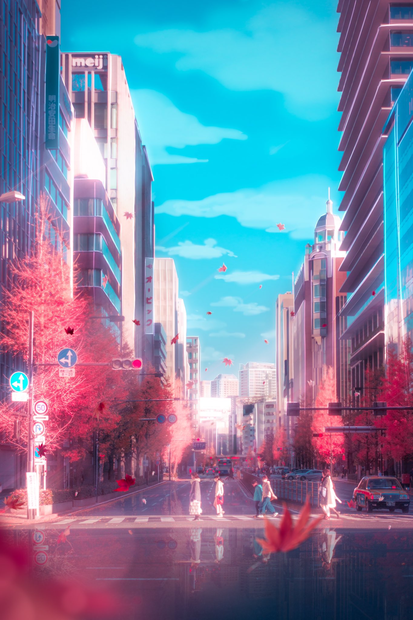 anime background scenery city