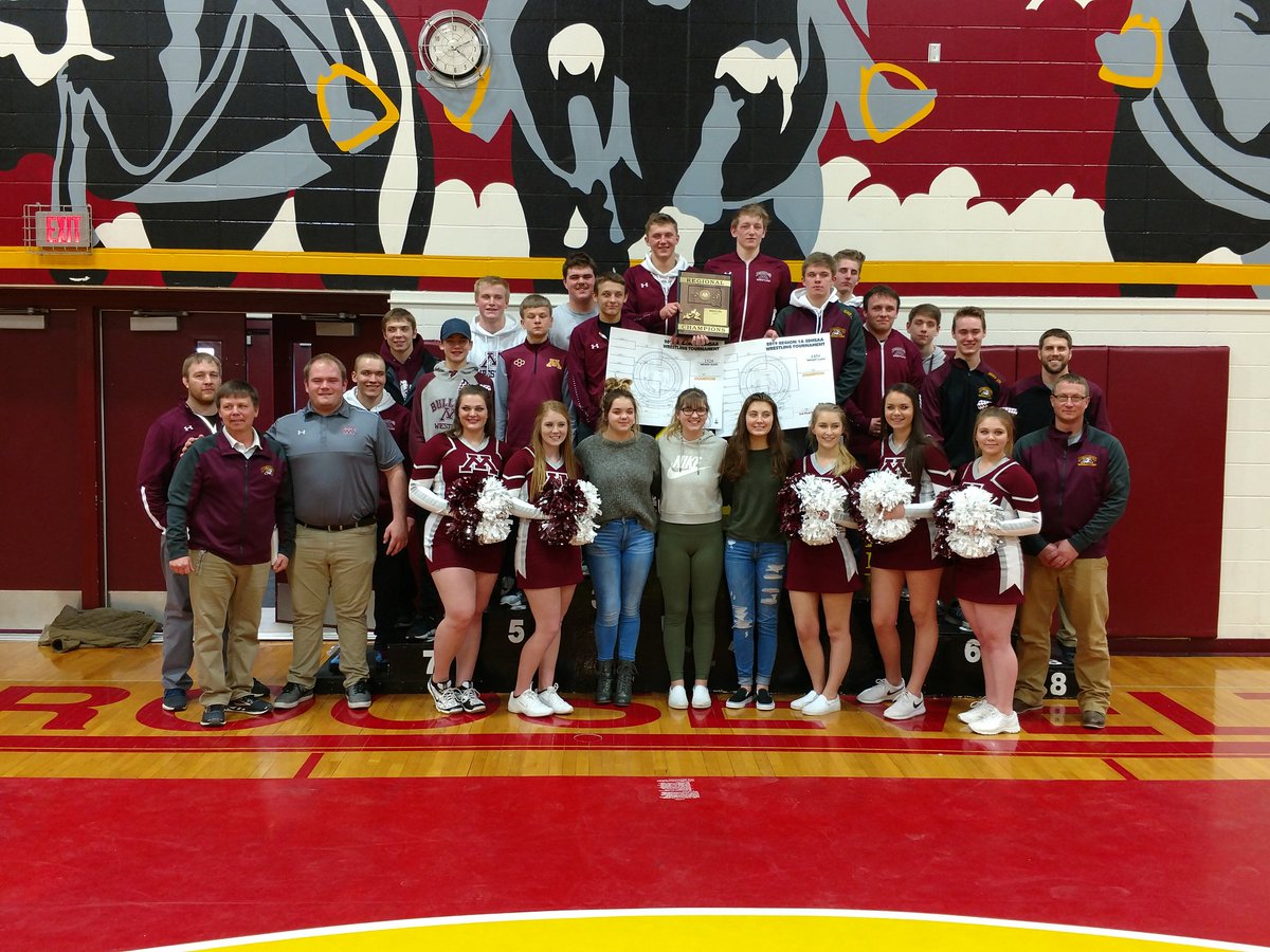 CoachRicke's tweet photo. For the first time in Madison High School wrestling history, the Bulldogs - under the direction of head coach @Chriswaba9 - are your Region 1A Champions! Coach Waba is named Region Coach of the year! Congratulations Bulldogs! #BulldogNation #SDPreps https://t.co/NZvPOWorfo