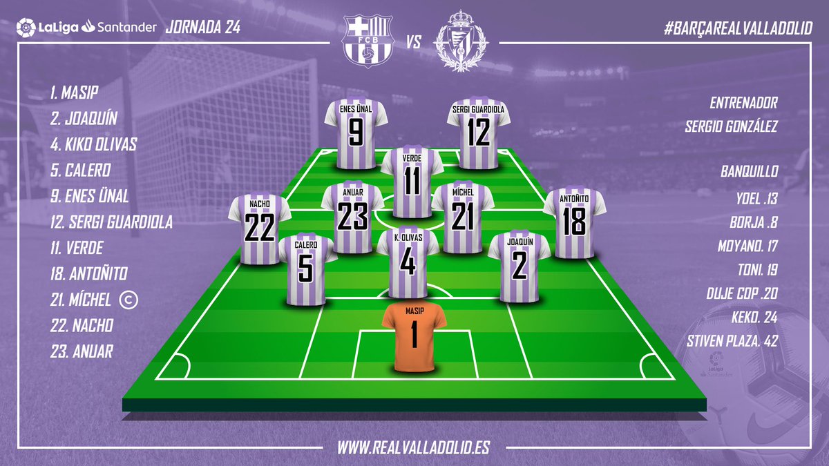 🙌🏻💜 ¡Alineación del Real Valladolid!
#pucela #BarçaRealValladolid