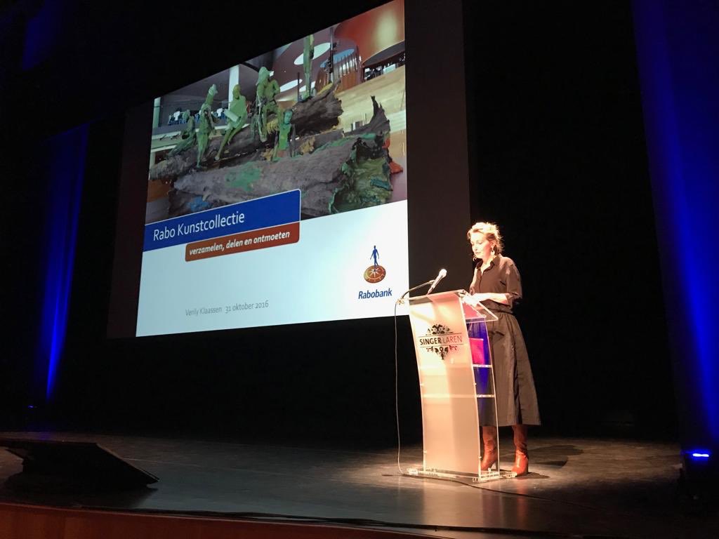 VerilyK's tweet photo. Vandaag presentatie op bijeenkomst van #vbcn over #RaboKunstcollectie en waarom de @Rabobank kunstenaars nodig heeft. Ook met #ErikVanLieshout #SingerMuseumLaren https://t.co/q0b0SFQ0vO