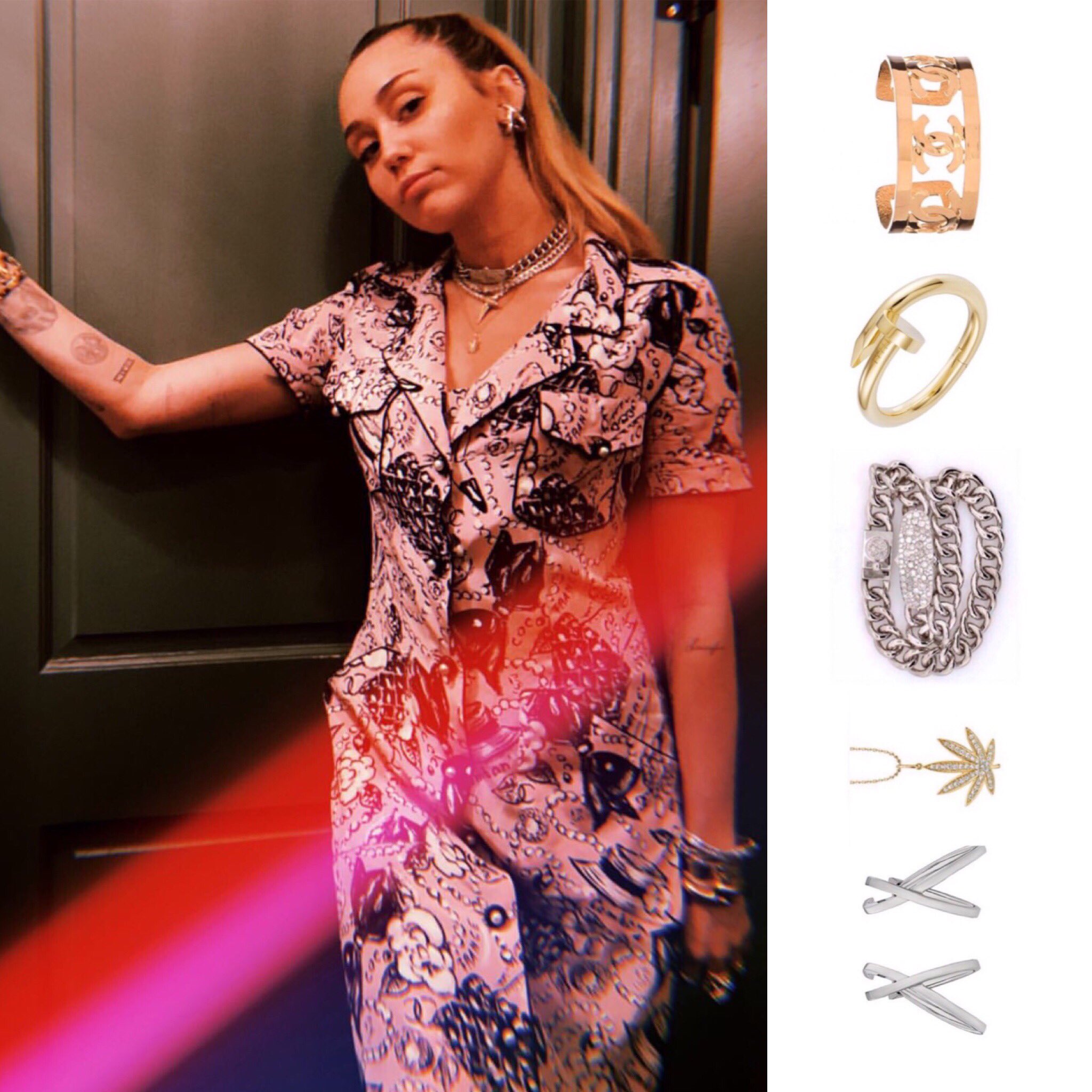 Miley Cyrus Fashion på Twitter: @mileycyrus has the taste in jewelry! These are some of the pieces that she has been wearing a recently: • Chanel CC Cuff •