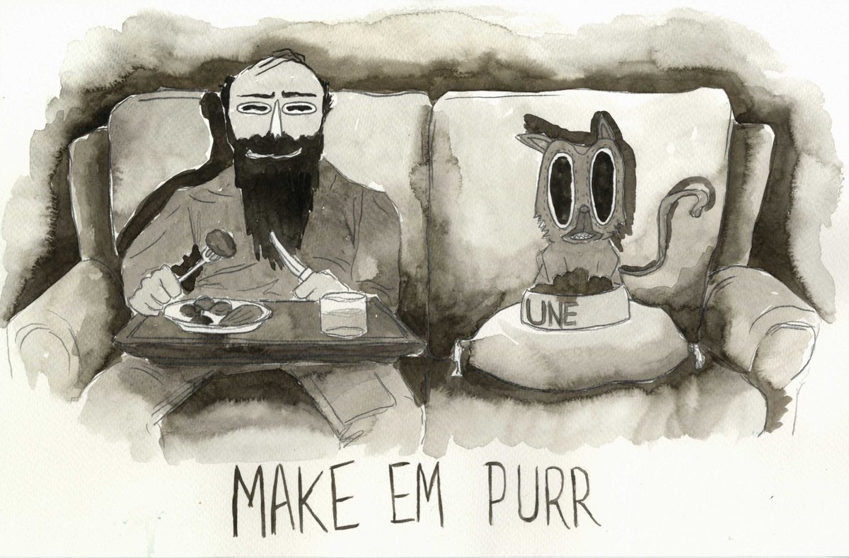 SageFrancis's tweet photo. #MakeEmPurr water color by @clarefoleyart. Caturday is short, couch potato hard: https://t.co/o3ryqeXmbd https://t.co/9lyEEc3xYv