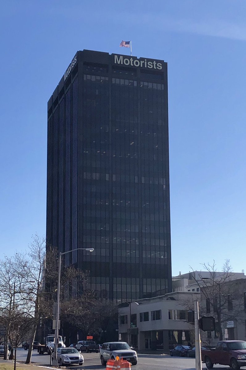 The firm worked as a consultant for high-profile downtown projects by firms such as SOM and Harrison & Abramovitz, but they also designed a few towers of their own: the Motorists Building, on the edge of downtown, was designed by Brubaker/Brandt and completed in 1971.