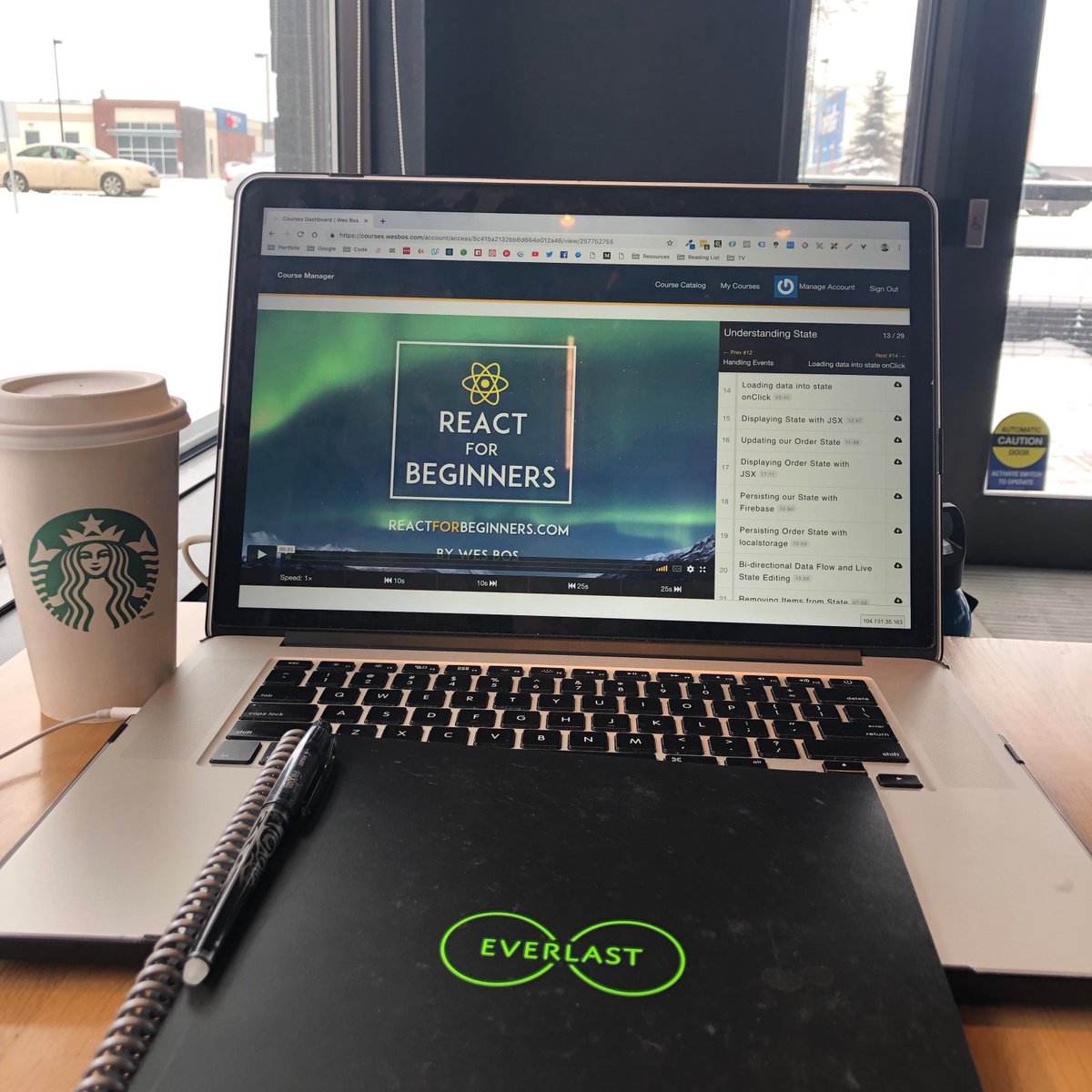 nickhiebert's tweet image. React for Beginners on a Saturday. Also going to publish some content on @Behance and @dribbble today for the logo designs I designed over a year ago. #reactforbeginners #reactjs #react #javascript #js #es6 #developer #webdeveloper #dribbble #enhance #calgary #yyc