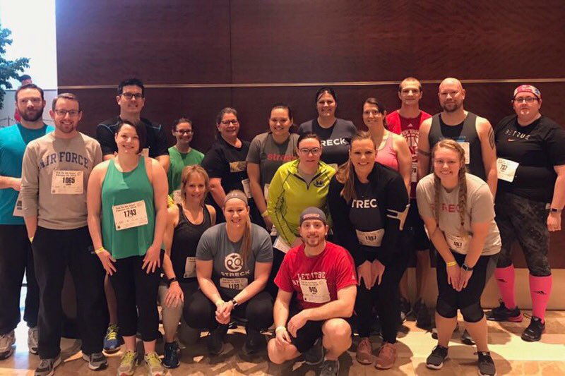 StreckLLC's tweet photo. Congrats to all of the Streck employees who participated in Trek Up the Tower this morning 🦖💪! @wellcomwellness #Trek2019 https://t.co/4qmvfgUWAK