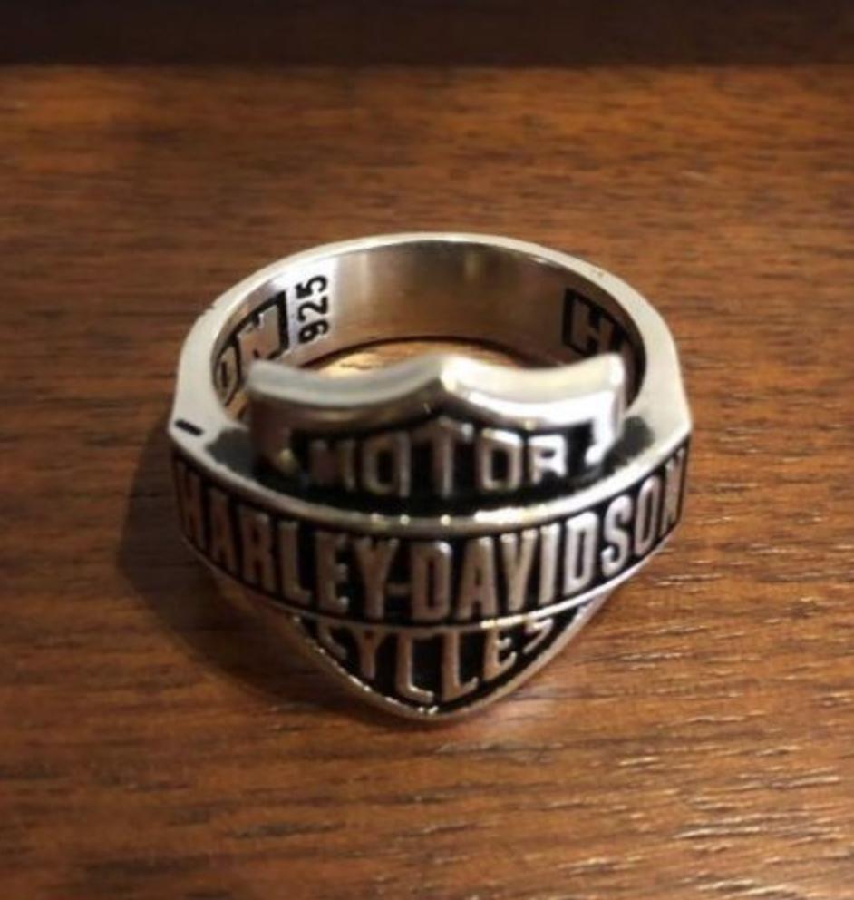 Harley Davidson Motorcycle Logo Ring Solid 925 K Sterling Silver  Mens Ring 