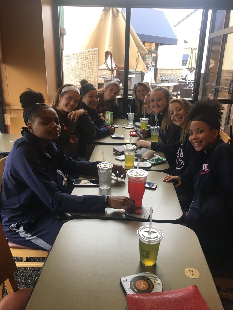 coach_lafave's tweet photo. Davidson Day School girls Getting ready for state quarterfinal basketball game with a little pre-game meal at Panera. https://t.co/T0do7tJCob