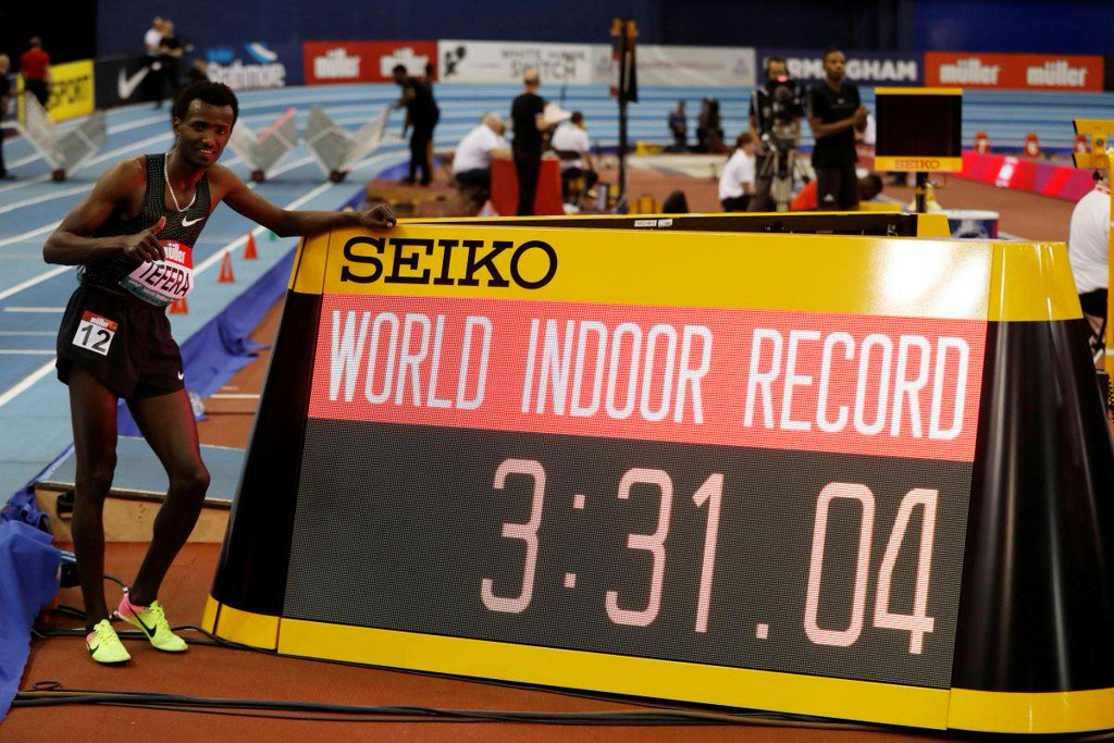 Ethiopia's Tefera breaks world indoor 1,500m record https://reut.rs/2SF5Knb