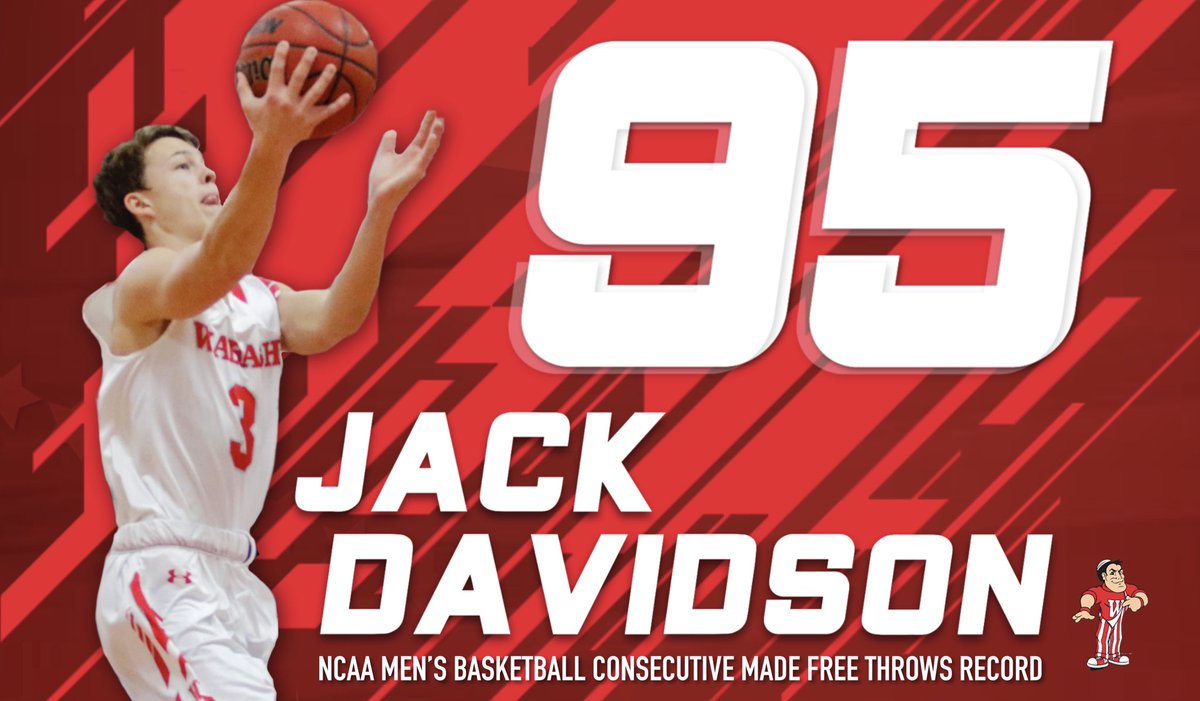 RECORD BROKEN! 

Wabash sophomore Jack Davidson makes his 95th consecutive free throw, breaking the NCAA men’s basketball record!
