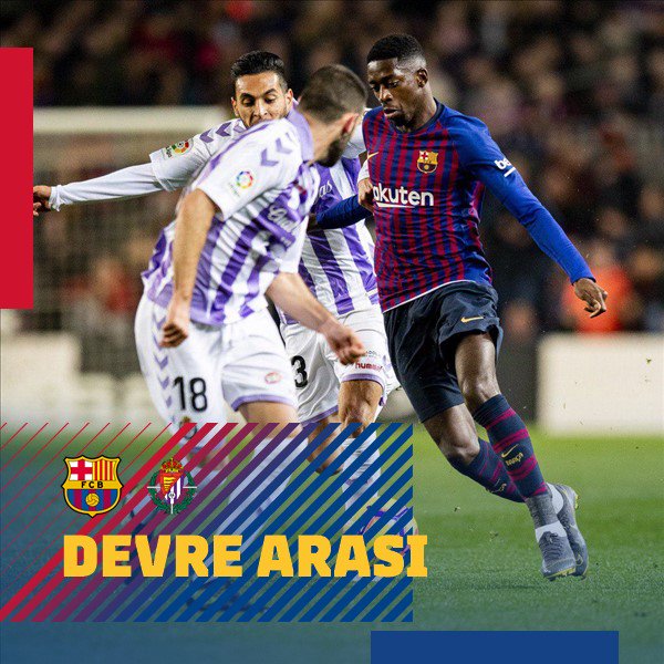 📍 İlk yarı sona erdi!
⚽ #BarçaValladolid (1-0)
👟 Messi (pen.)
🔴🔵 #ForçaBarça