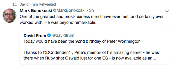 Very serious people are giving tributes to Peter Worthington on what would have been his 92nd birthday. More than any other Canadian journalist, Worthington defended apartheid South Africa and gave a platform pro-apartheid views. (See above thread).  #cdnpoli