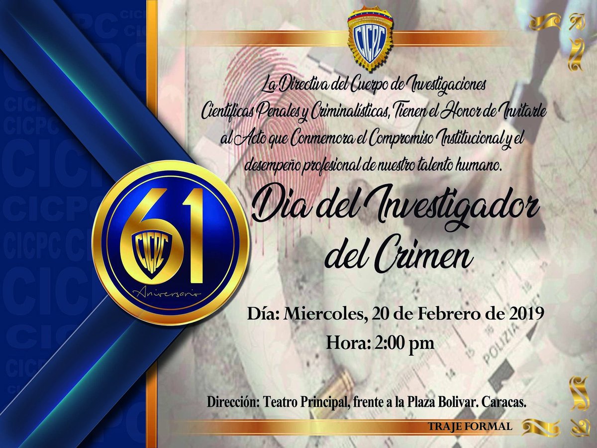 Secretaria General Nacional del CICPC (@secretariacicpc) on Twitter photo Acto que conmemora el Compromiso Institucional y el desempeño profesional de nuestro talento humano <a href="/DouglasRicoVzla/">Douglas Rico</a> <a href="/PRENSACICPC/">PRENSA CICPC</a> #CICPC Acto que conmemora el Compromiso Institucional y el desempeño profesional de nuestro talento humano <a href="/DouglasRicoVzla/">Douglas Rico</a> <a href="/PRENSACICPC/">PRENSA CICPC</a> #CICPC