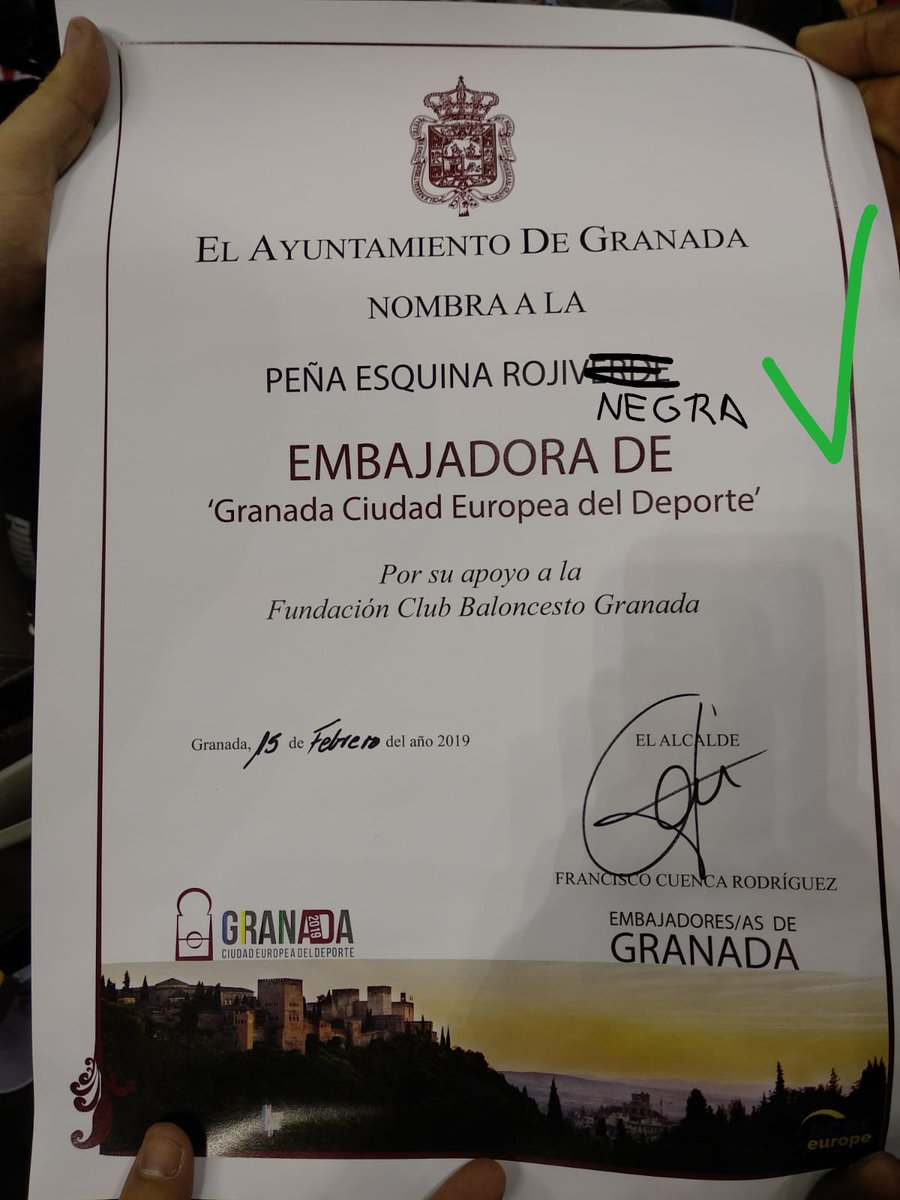 <a href="/PacoCuenca/">Paco Cuenca</a> @FundacionCBG <a href="/FrenteNazari/">Frente Nazarí</a> <a href="/educ_jimenez/">Eduardo Castillo</a> <a href="/cmeleror/">carlos melero</a> <a href="/MCarmenSnchez4/">Mª Carmen Sánchez</a> Desde la ESQUINA ROJINEGRA llevaremos el nombre de GRANADA con orgullo allá donde vayamos.