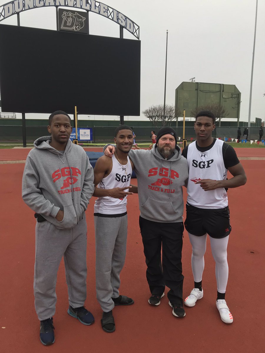 Varsity HJ team taking home 1st &amp; 2nd (with two personal bests) in 36 degree weather at Duncanville today. Good start, lots of work left to do!!