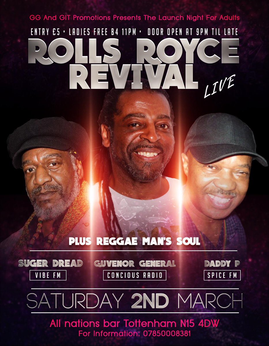 Date for your diary  The launch of a once a month Revival night  2nd March 2019  At The All Nations Bar  Broad Lane Tottenham N15 4DW