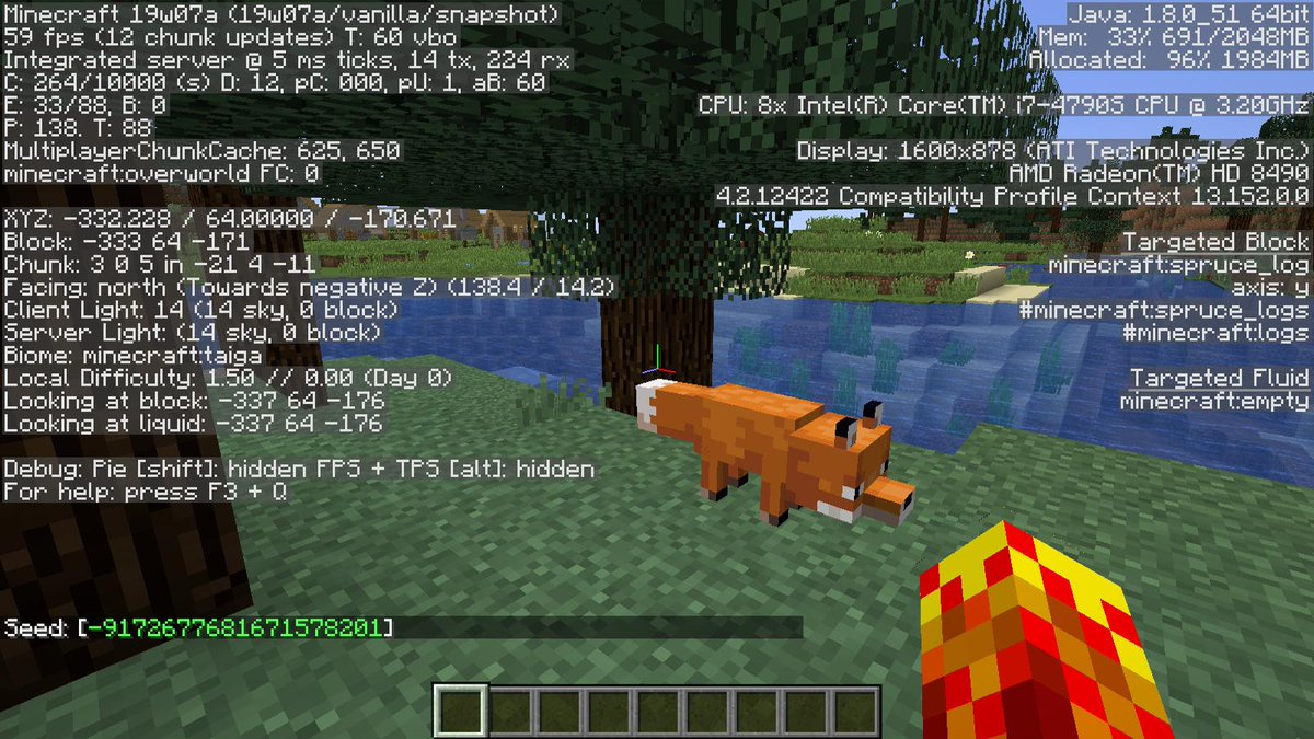 Phoenix Sc Hamish I Normally Don T Advertise World Seeds But This One Has Foxes Horses And A Burning Village Just 100 Blocks West Of Spawn Seed 19w07a For 1 14