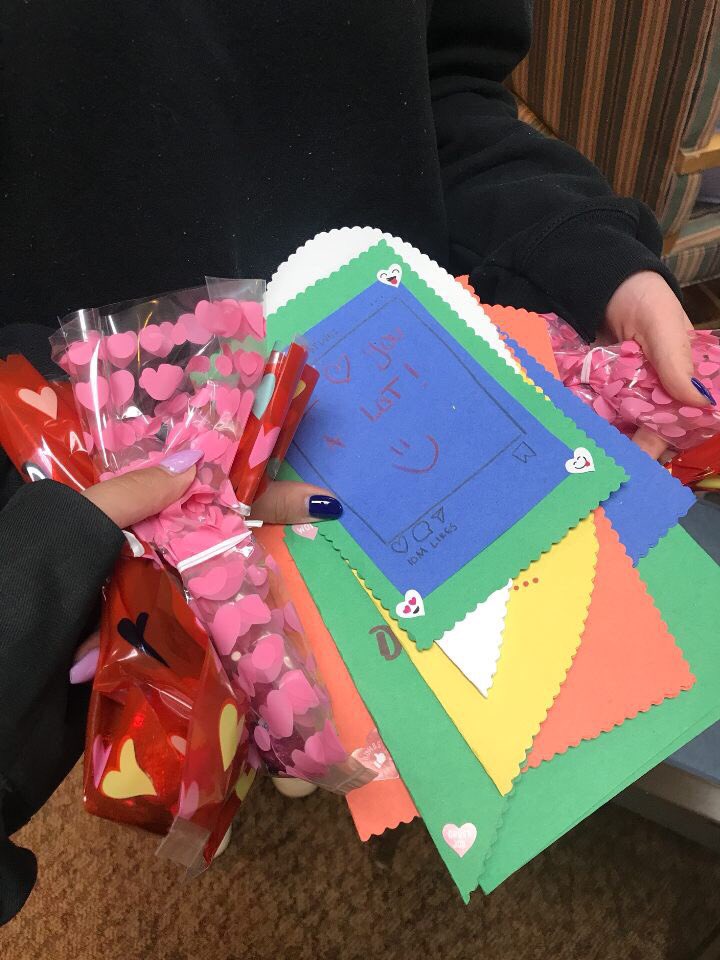 NHS members went to Somerford Place to deliver the lovely Valentine’s Day cards and candy! ❤️