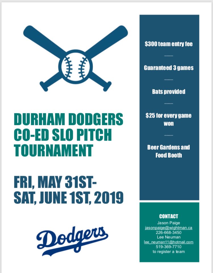 6 teams registered, room for 6 more.  This is gonna be a GREAT Day.  Don’t miss out #dodgers #slopitch #derm