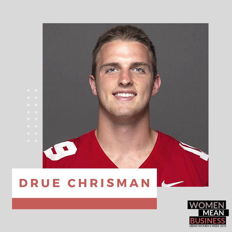UBWAosu's tweet photo. Our third panelist for UBWA’s “I Am, Becuase She Is” male panel is Drue Chrisman! Drue is a third year OSU student majoring in Consumer and Family Financial Services.

He is currently a student athlete, serving as the starting punter on Ohio State’s football team. https://t.co/eKrOWBecWm