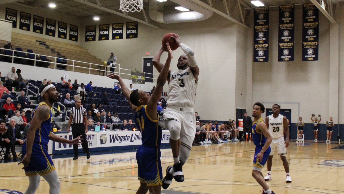 WU_Bulldogs's tweet photo. Frankie Johnson notched a triple-double Saturday, while Marco Haskins & Emarius Logan combined for 45 points on Senior Night to lead @WingateMBB to a 98-69 victory over Mars Hill!!
RECAP | https://t.co/Cg3LDnQ6e3
#OneDog #WUMBB https://t.co/6zOE4xslrG