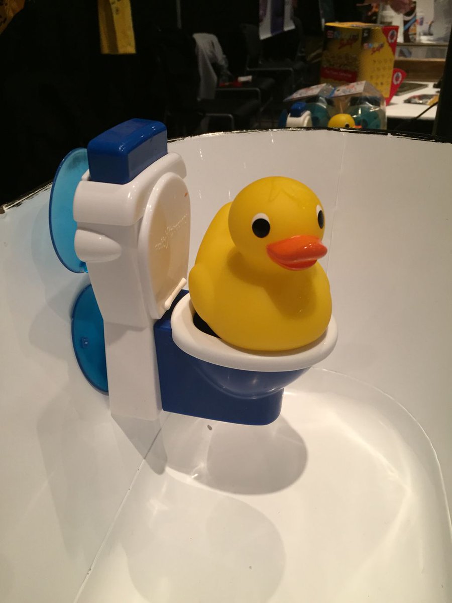 Potty Duck enjoys all the Toy Fair attention! Simple and effective potty training help. Booth 4533.  #TFNY