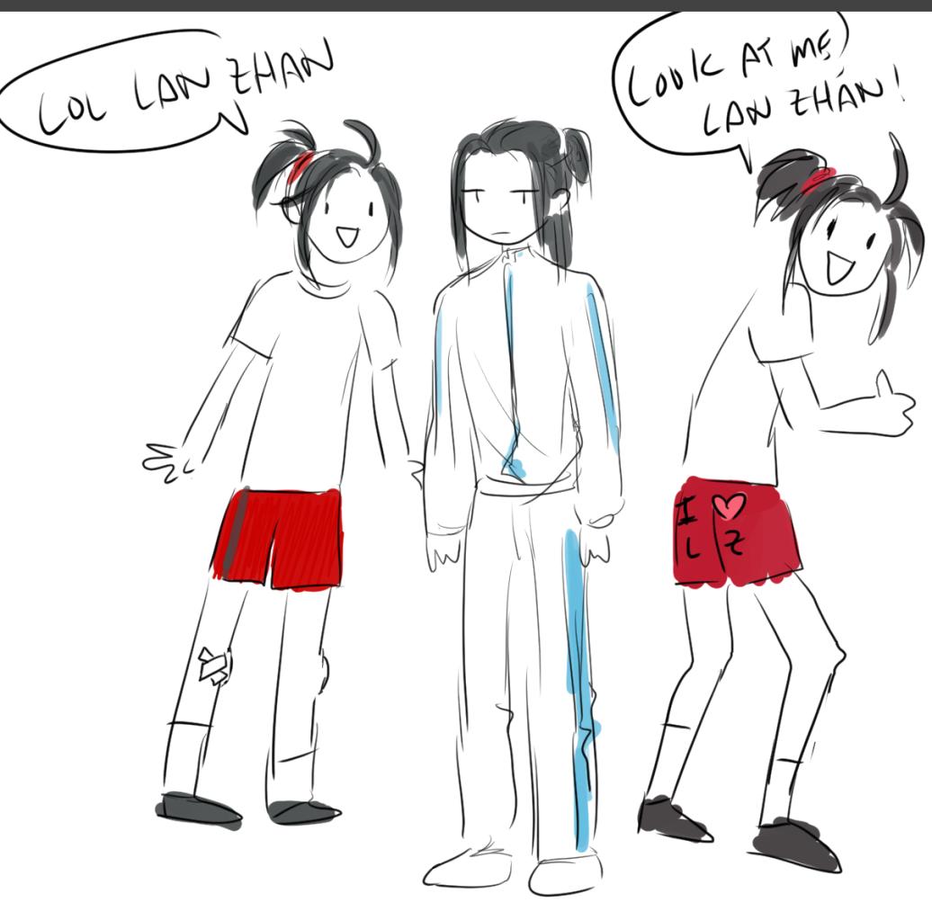 i was telling @ofishenod  and @seoffle how in a modern AU i don't even want to imagine lwj or lxc in shorts, it's like an insult, and they were like wat if they wore tracksuits...entirely zipped up..and idk what happened but this happened 