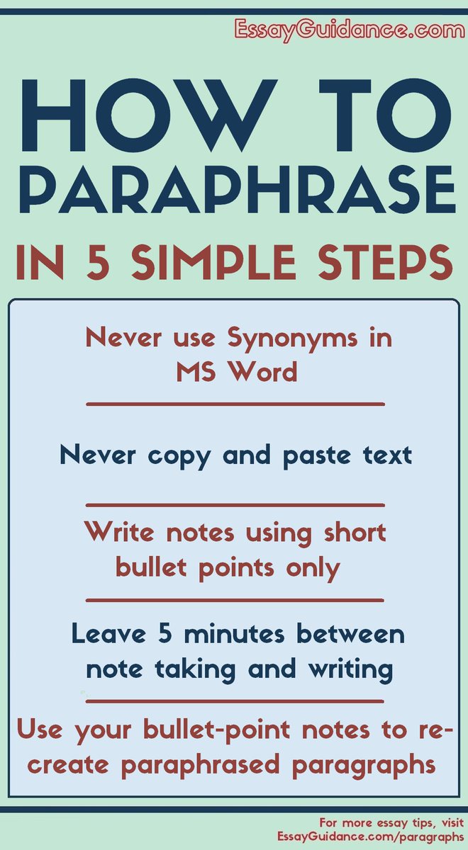 Struggle with paraphrasing? Here's 5 actionable tips to get you #paraphrasing like a pro: essayguidance.com/how-to-paraphr… Step 3 is key! #paraphrase #writing #studentproblems #teachertips #essaywriting #studytips