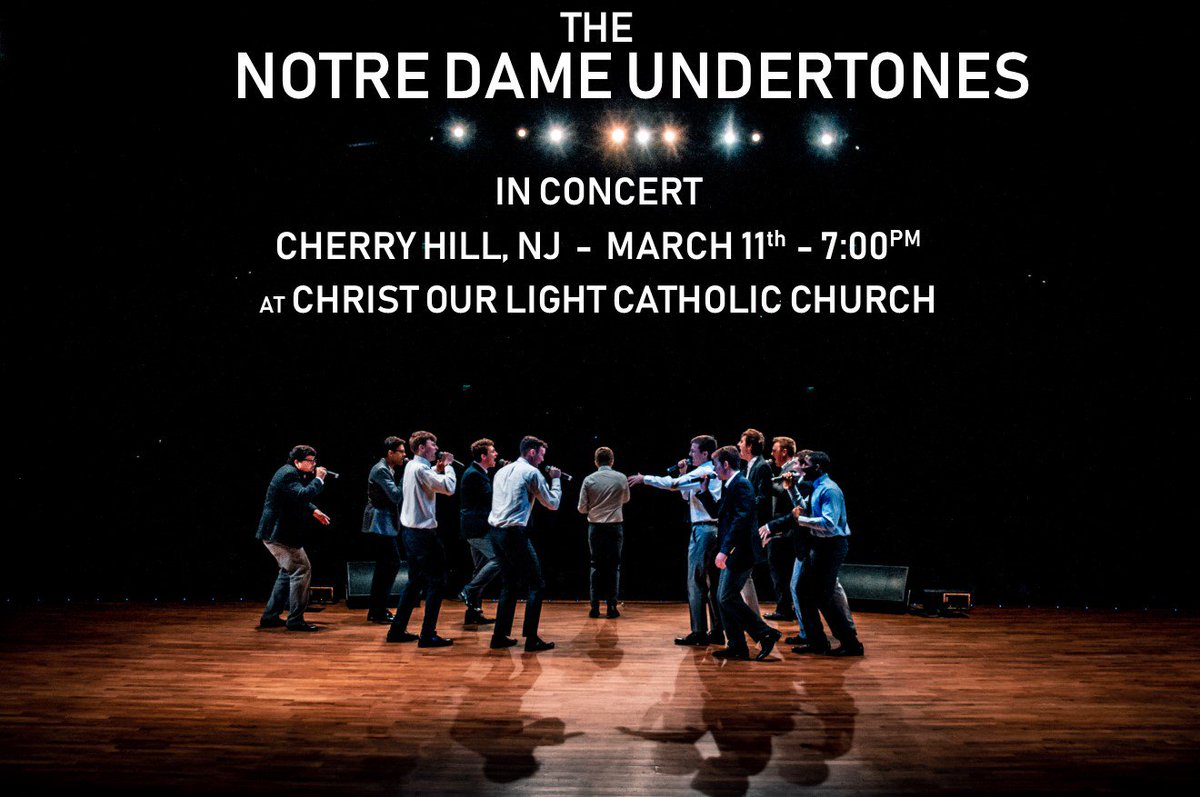 NDclubSJ's tweet image. Great news - a concert by the @ndundertones is coming to South Jersey!
Monday March 11, 2019 , 7PM at Christ Our Light Church, 402 Kings Hwy N, Cherry Hill, NJ southjersey.undclub.org/s/1210/clubs-c…