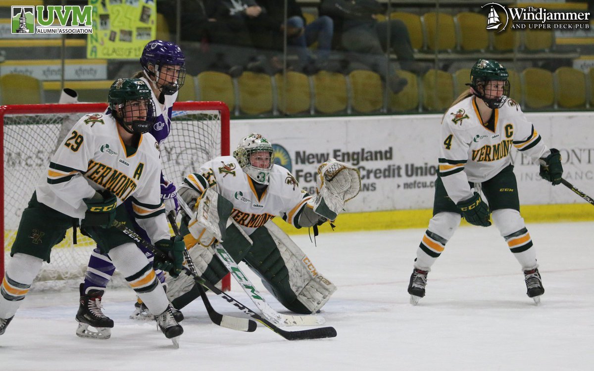 UVMwhockey's tweet photo. RECAP: The #VCats beat Holy Cross to secure a weekend sweep on Senior Night, presented by the UVM Alumni Association. https://t.co/t08ZcogvGg #ThisIsVermont https://t.co/sBrXiyWGXL