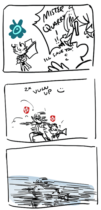 @nightinthebrume started out (vaguely protective bc jade is small) to oh he's very capable to UH... IS THIS GUY OKAY...............?

genuinely kinda confused by jade bc hes so blunt/unguarded/whatever even in the face of like, extreme, danger, so isse like tightly smiles and tries to be helpful 