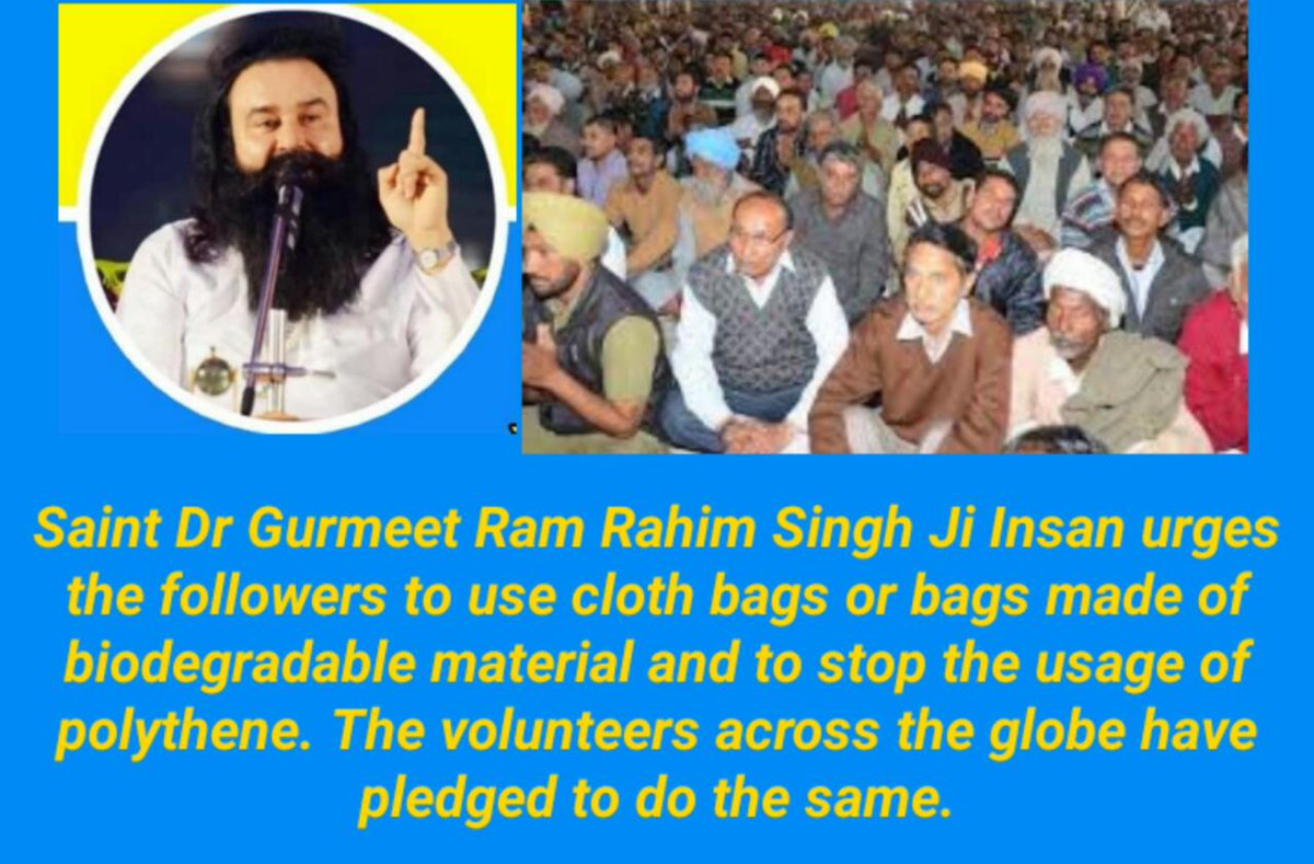 ksushma140's tweet photo. #GoGreenStopPolythene say no to polythene switch cloth or paper bags. With inspiration of saint @Gurmeetramrahim ji million @derasachasauda followers hv pledged to using biodegradable bags insted of non biodegradable in order to serve the mother earth. https://t.co/EnYKoSYFh4
