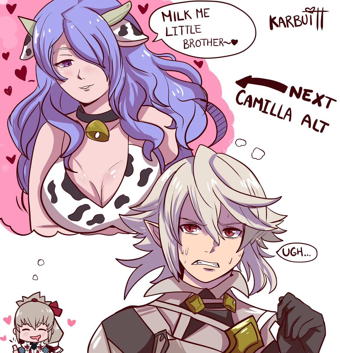 Corrin and Takumi imagining the next Camilla alt or..Maybe Brave Camilla. 