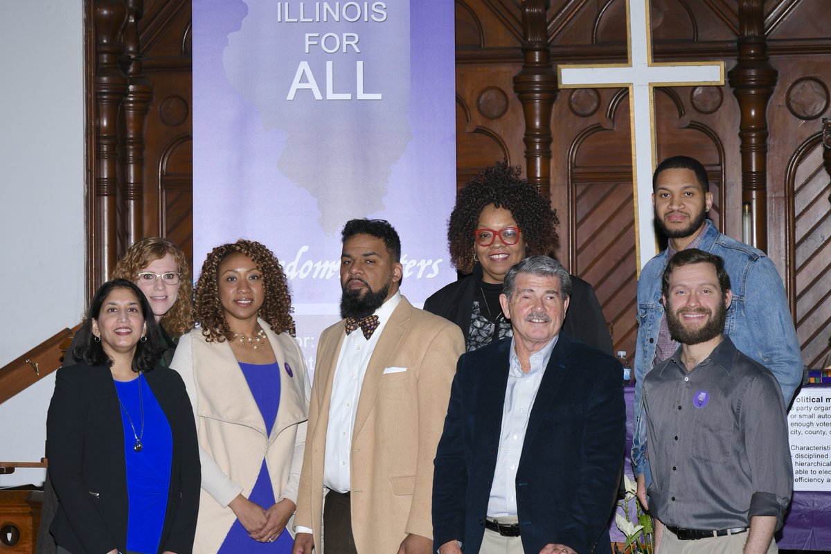 IllinoisForAll's tweet photo. Great conversation yesterday with @ClerkDavidOrr, @impactofficer, @LitesaWallace &amp; @SameenaMustafa! Thanks to @SOULInChicago for co-hosing &amp; Greenstone United Methodist for the use of their beautiful church.
#FreedomFighters #ChiMayor19 https://t.co/6HzCTh8CGu
