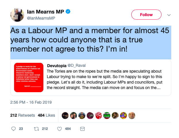 jmendelsohn77's tweet photo. @supergutman @RLong_Bailey @ianmears71 @RichardBurgon @DerbyChrisW @IanLaveryMP @emmadentcoad @KateOsamor @LauraSmithMP @labourlewis @KarenLeeMP @jon_trickett @DawnButlerBrent @DanCardenMP There's a typo in your final tweet: I assume you meant to tag in @IanMearnsMP (not #ianmears71). If so, you could give him a bonus point, not only for endorsing a loyalty pledge worthy of any totalitarian movement, but also for RTing #D_Raval in the process... https://t.co/qeGgocLLF3